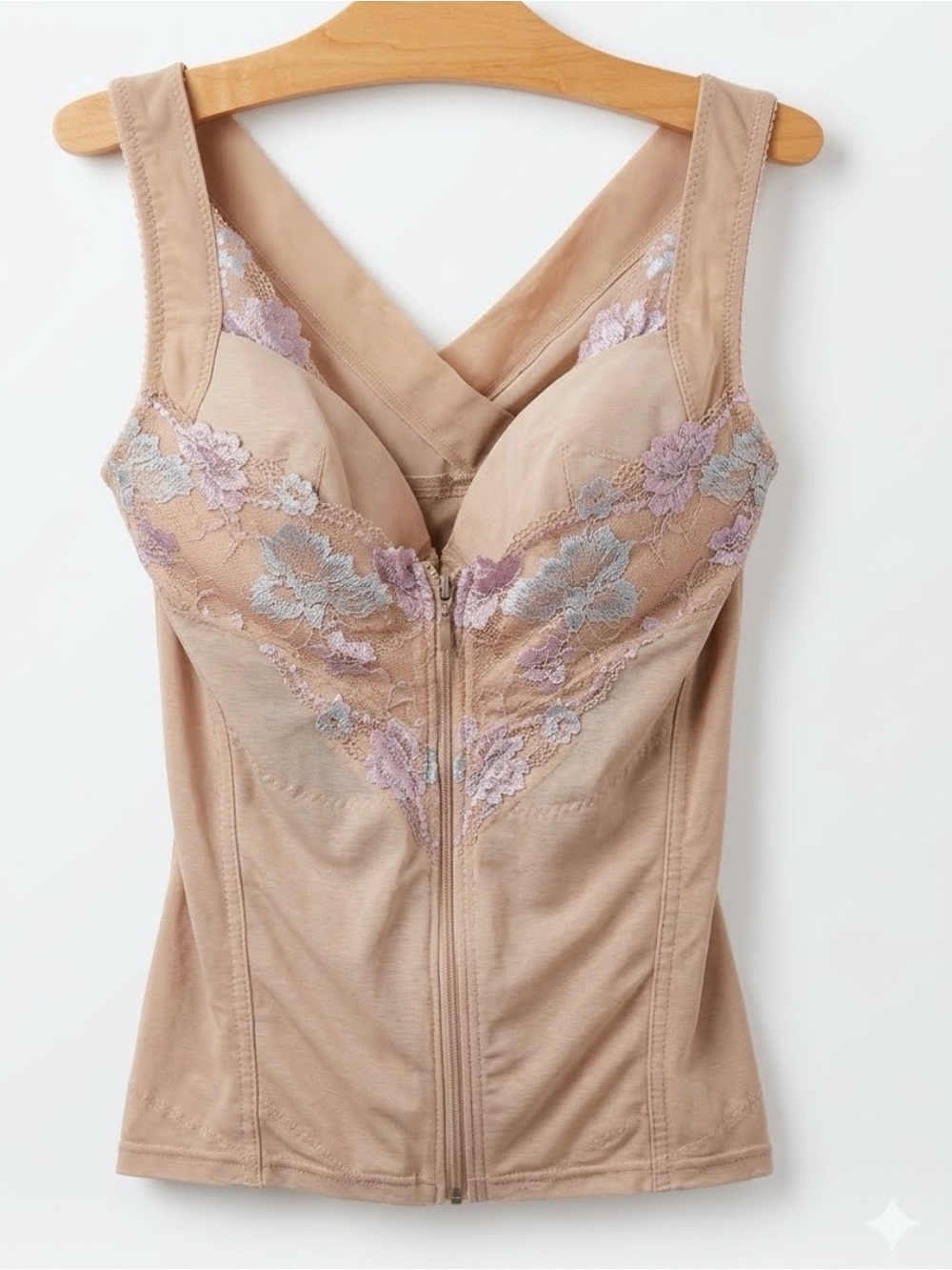Vintage Beige Lace-Trimmed shapewear